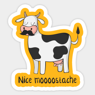 Nice Moostache - Funny Cow With Mustache Design Sticker